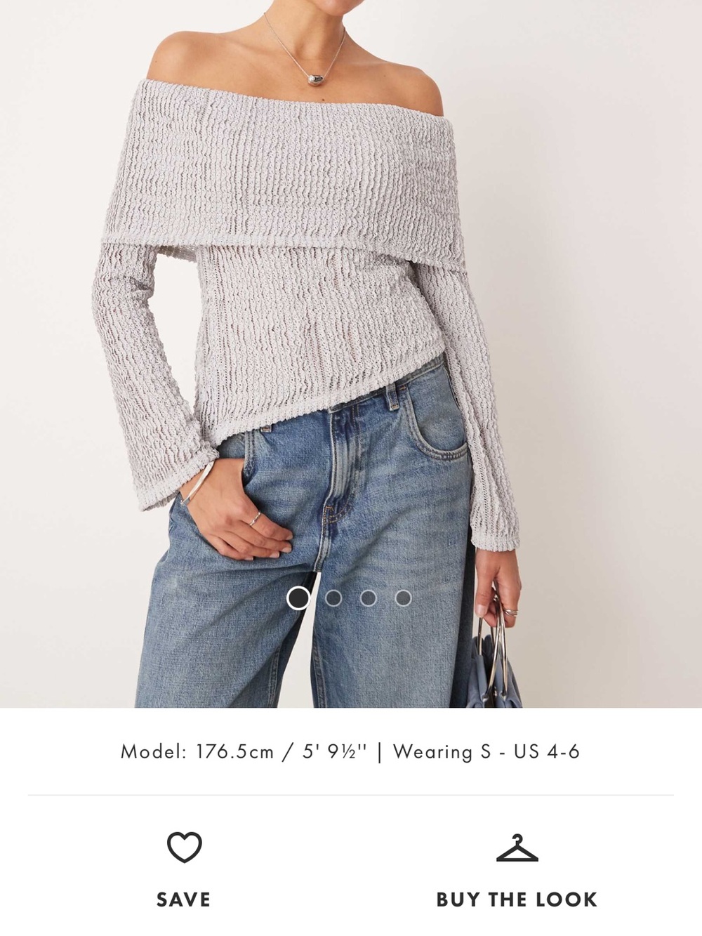 ASOS Off-the-Shoulder Ribbed Sweater - Light Gray